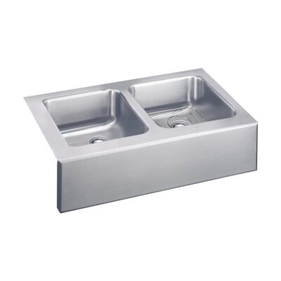 Elkay 18 Gauge Stainless Steel 33'' x 20.5'' x 7.875'' Double Bowl Farmhouse Undermount Kitchen Sink Kit