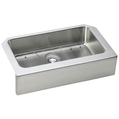 Elkay 18 Gauge Stainless Steel 33'' x 20.5'' x 8'' Single Bowl Farmhouse Undermount Kitchen Sink Kit