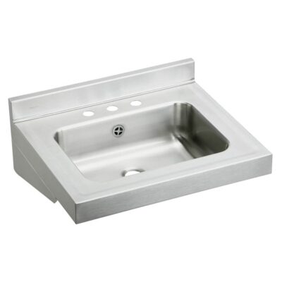Elkay Stainless Steel 22'' x 19'' x 5-1/2'' Wall Hung 3-Hole Lavatory Sink w/Overflow