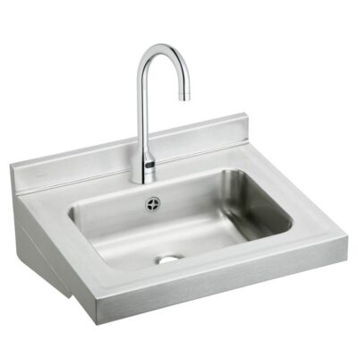Elkay Stainless Steel 22'' x 19'' x 5-1/2'' Wall Hung Lavatory Sink Kit w/Semspr Faucet and Overflow