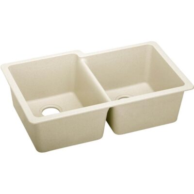 Elkay Quartz Luxe® 33'' x 20-1/2'' x 9-1/2'' Offset Double Bowl Undermount Sink Parchment