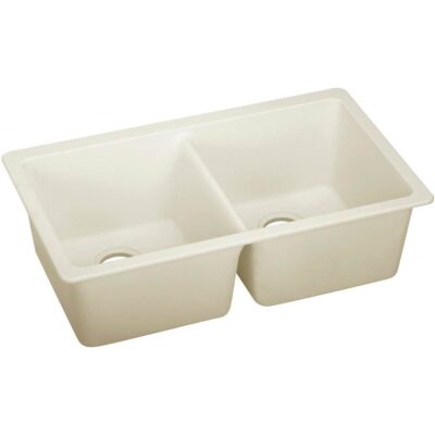 Elkay Quartz Luxe 33'' x 18-1/2'' x 9-1/2'' Double Bowl Undermount Sink, Parchment