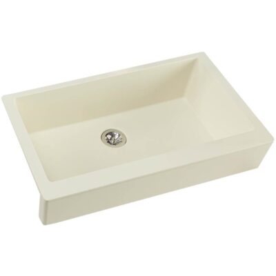 Elkay Quartz Luxe 35-7/8'' x 20-15/16'' x 9'' Single Bowl Farmhouse Sink with Perfect Drain Parchment