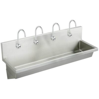 Elkay Stainless Steel 96'' x 20'' x 8'' Wall Hung Multiple Station Hand Wash Sink Kit