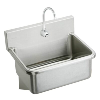 Elkay Stainless Steel 31'' x 19.5'' x 10-1/2'' Wall Hung Single Bowl Hand Wash Sink Kit w/Sensor Faucet