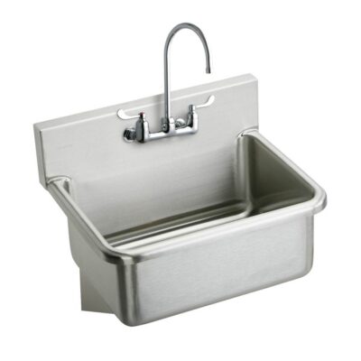 Elkay Stainless Steel 31'' x 19.5'' x 10-1/2'' Wall Hung Single Bowl Hand Wash Sink Kit w/Faucet and 4'' Wristblade Handles