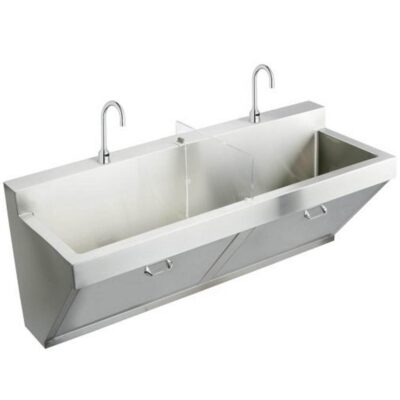 Elkay Stainless Steel 60'' x 23'' x 26'' Wall Hung Double Station Surgeon Scrub Sink Kit
