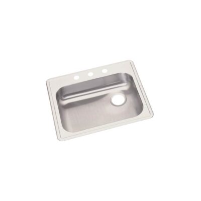 Elkay Dayton Stainless Steel 25'' x 21-1/4'' x 5-3/8'' 3-Hole Single Bowl Drop-in Sink with Right Drain