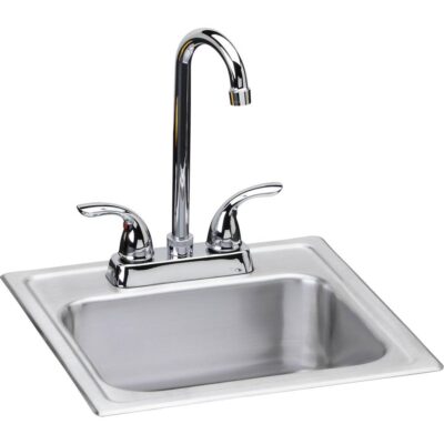 Elkay 20 Gauge Stainless Steel 15'' x 15'' x 6'' Single Bowl Drop-in Bar/Prep Sink Kit