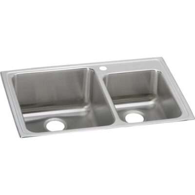 Elkay 18 Gauge Stainless Steel 33'' x 22'' x 10'' Double Bowl Top Mount Kitchen Sink
