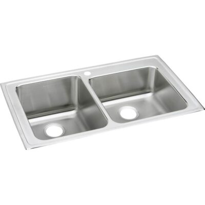 Elkay 18 Gauge Stainless Steel 37'' x 22'' x 10'' Double Bowl Top Mount Kitchen Sink