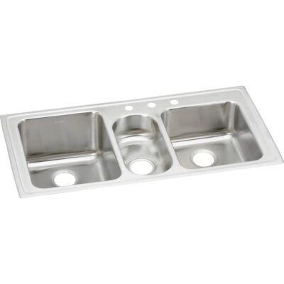 Elkay 18 Gauge Stainless Steel 43'' x 22'' x 10'' Triple Bowl Drop-in Kitchen Sink