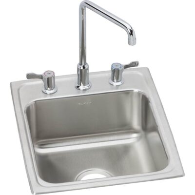 Elkay 18 Gauge Stainless Steel 17'' x 22'' x 7.625'' Single Bowl Drop-in Bathroom Sink Kit