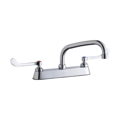 Elkay 8'' Centerset with Exposed Deck Faucet with 8'' Arc Tube Spout 6'' Wristblade Handles Chrome