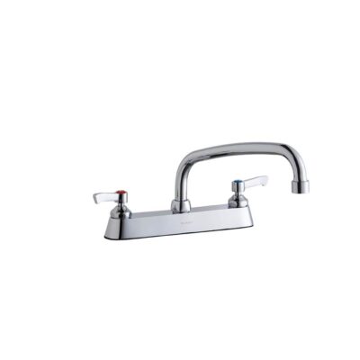 Elkay 8'' Centerset with Exposed Deck Faucet with 10'' Arc Tube Spout 2'' Lever Handles Chrome