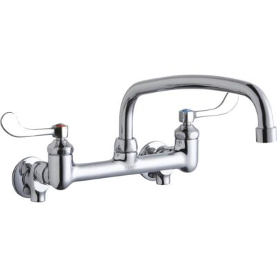Elkay WALL MNT 8IN, AT 12IN SPT, 1PC WRIST BLD HNDL, 4IN, SHUT OFF