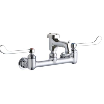 Elkay WALL MNT 8IN, BUCKET HK POL 3IN SPT, 1PC WRIST BLD HNDL, 6IN