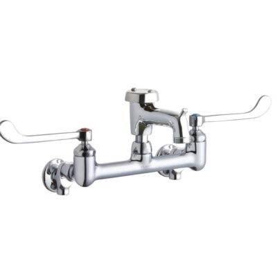 Elkay WALL MNT 8IN, BUCKET HK POL 3IN SPT, 1PC WRIST BLD HNDL, 6IN
