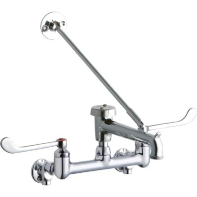 Elkay WALL MNT 8IN, BUCKET HK POL 7IN SPT, 1PC WRIST BLD HNDL, 6IN