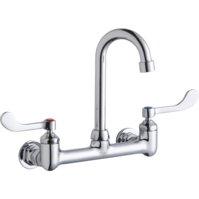 Elkay WALL MNT 8IN, GN 4IN SPT, 1PC WRIST BLD HNDL, 4IN, 1/2IN HW