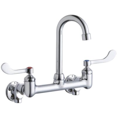 Elkay WALL MNT 8IN, GN 4IN SPT, 1PC WRIST BLD HNDL, 4IN, SHUT OFF
