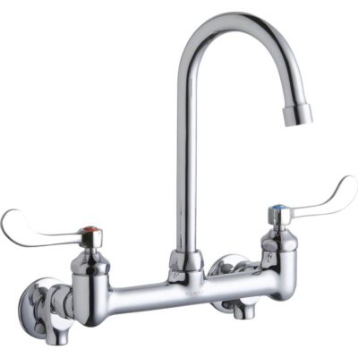 Elkay WALL MNT 8IN, GN 5IN SPT, 1PC WRIST BLD HNDL, 4IN, SHUT OFF