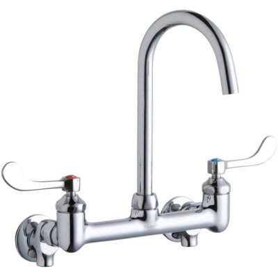 Elkay WALL MNT 8IN, GN 5IN SPT, 1PC WRIST BLD HNDL, 4IN, SHUT OFF
