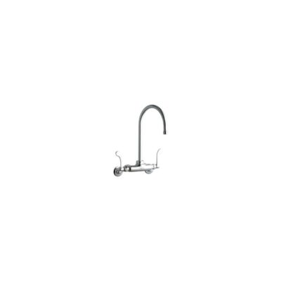 Elkay Foodservice 3-8'' Adjustable Centers Wall Mount Faucet w/8'' Gooseneck Spout 4'' Wristblade Handles 2'' Inlet