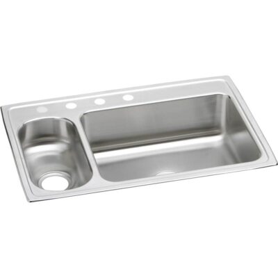 Elkay 18 Gauge Stainless Steel 33'' x 22'' x 7.875'' Double Bowl Top Mount Kitchen Sink