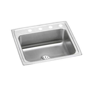 Elkay Lustertone Classic Stainless Steel 25'' x 21-1/4'' x 7-7/8'', 0-Hole Single Bowl Drop-in Sink with Perfect Drain®