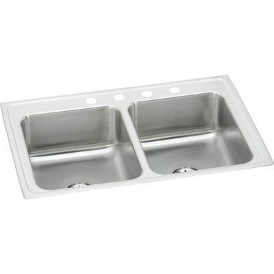 Elkay 18 Gauge Stainless Steel 33'' x 21.25'' x 7.875'' Double Bowl Drop-in Kitchen Sink Kit