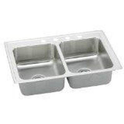 Elkay 18 Gauge Stainless Steel 33'' x 21.25'' x 7.875'' Double Bowl Drop-in Kitchen Sink