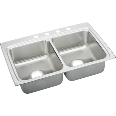 Elkay 18 Gauge Stainless Steel 33'' x 22'' x 8.125'' Double Bowl Top Mount Kitchen Sink