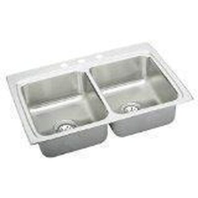 Elkay 18 Gauge Stainless Steel 33'' x 22'' x 8.125'' Double Bowl Drop-in Kitchen Sink