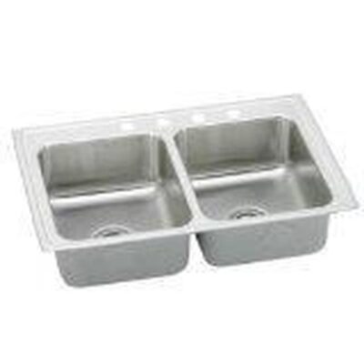 Elkay 18 Gauge Stainless Steel 37'' x 22'' x 7.625'' Double Bowl Drop-in Kitchen Sink