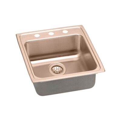Elkay 18 Gauge CuVerro antimicrobial copper 19.5'' x 22'' x 6.5'' Single Bowl Drop-in Sink