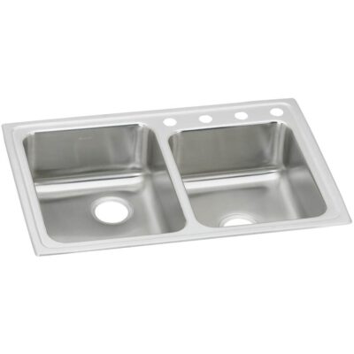 Elkay 18 Gauge Stainless Steel 33'' x 22'' x 5.5'' Double Bowl Top Mount Kitchen Sink