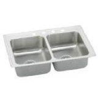 Elkay 18 Gauge Stainless Steel 33'' x 19.5'' x 4'' Double Bowl Top Mount Kitchen Sink