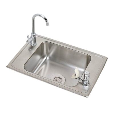 Elkay Celebrity Stainless Steel 25'' x 17'' x 7-1/8'' 2-Hole Single Bowl Drop-in Classroom Sink and Faucet Kit