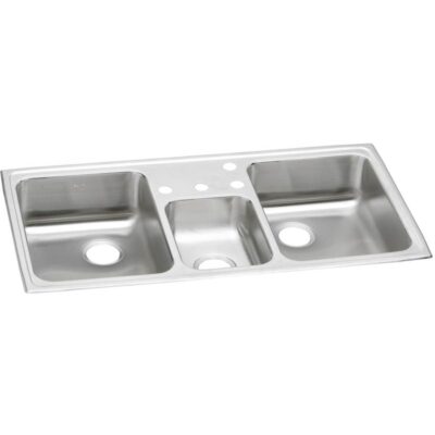 Elkay 20 Gauge Stainless Steel 43'' x 22'' x 7.125'' Triple Bowl Drop-in Kitchen Sink
