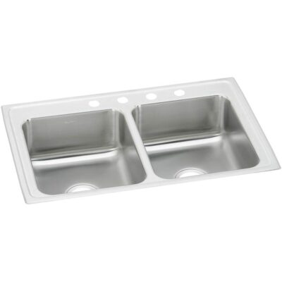 Elkay 20 Gauge Stainless Steel 33'' x 19.5'' x 7.125'' Double Bowl Drop-in Kitchen Sink
