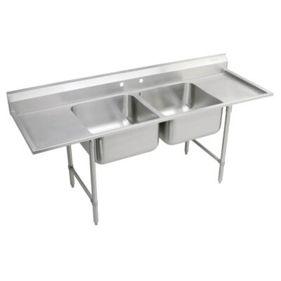 Elkay Rigidbilt Stainless Steel 89-1/4'' x 29-3/4'' x 12-3/4'' Floor Mount Double Compartment Scullery Sink Drainboard