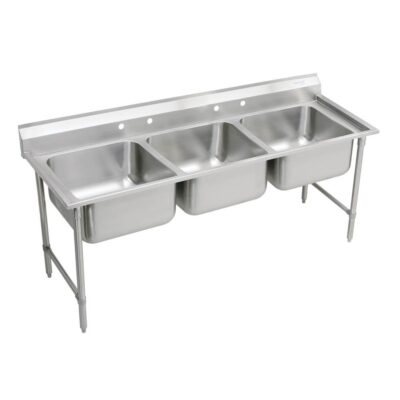 Elkay Rigidbilt Stainless Steel 85-1/2'' x 29-3/4'' x 12-3/4'' Floor Mount Triple Compartment Scullery Sink