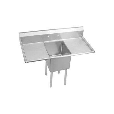 Elkay 1 Compartment Sink, 54X24 OA, 18X18 Bowl, 14 Deep, L & R 18'' DBs, SS Legs, 18 GA 300 Series SS, NSF