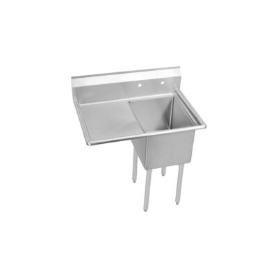 Elkay 1 Compartment Sink, 39X24 OA, 18X18 Bowl, 14 Deep, Left 18'' DB, SS Legs, 18 GA 300 Series SS, NSF