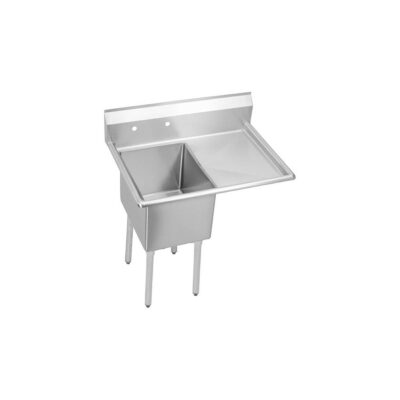Elkay 1 Compartment Sink, 43X26 OA, 20X20 Bowl, 12 Deep, Right 20 DBs, SS Legs, 18 GA 300 Series SS, NSF