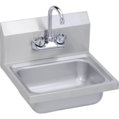 Elkay Hand Sink, 17X15 OA, 14X10X5 Bowl, Faucet Included, 20 GA 300 Series SS, NSF