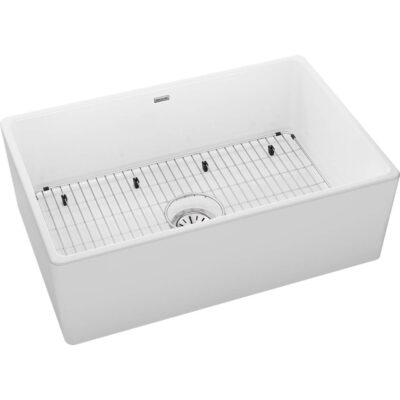 Elkay Fireclay 29-7/8'' x 19-3/4'' x 10-1/16'', Single Bowl Farmhouse Sink Kit, White