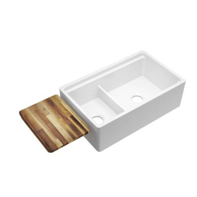 Elkay Fireclay 33'' x 20'' x 10-1/8'' Double Bowl Farmhouse Undermount Kitchen Sink, White