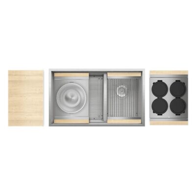 Home Refinements by Julien Smartstation Kit, Undermount Sink, Maple Acc., Dbl L18X18X10 R12X18X10
